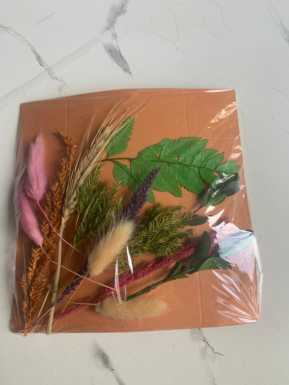 Packaged dried flowers and plants 